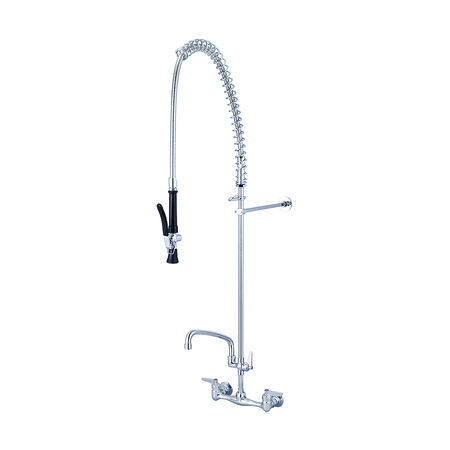 CENTRAL BRASS Two Handle Wallmount Pre-Rinse Faucet, NPT, Wallmount, Polished Chrome, Connection Size: 1/2" 80047-ULE60-AD1